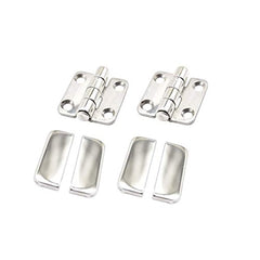 Marine City A Pair of 316 Stainless Steel Marine Grade Fixing Covered Strap Hinges with Cover Caps (Size:1-2/5” ×1-1/2”)