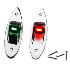 Marine City A Pair of Stainless Steel Flush Mount LED Navigation Side Lights RED and GREEN