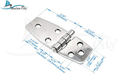 Marine City a Pair of Stainless Steel Marine Grade Mirror Polished 6 Holes Short Sided Door Hinge for Boat, RVs (Size: 3-13/16