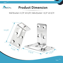 Marine City Stainless Steel Removable Table Bracket Set of 4