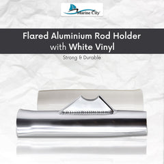 Marine City Aluminum Flared Weld-On White Vinyl Insert Fishing Rod Holder L: 10