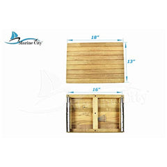 Marine City 18 inches × 13 inches Teak Wall Mount Fold Down Bench with Slots for Boat, Shower Room, Steam, Sauna Room