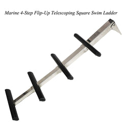 Marine City 304 Stainless-Steel Marine 4-Step Flip-Up Telescoping Square Swim Ladder for Boat Yacht