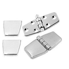 Marine City A Pair 316 Stainless Steel Marine Grade 6 Point Fixing Covered Strap Hinges with Cover Caps(Size:3” ×1-1/2”)