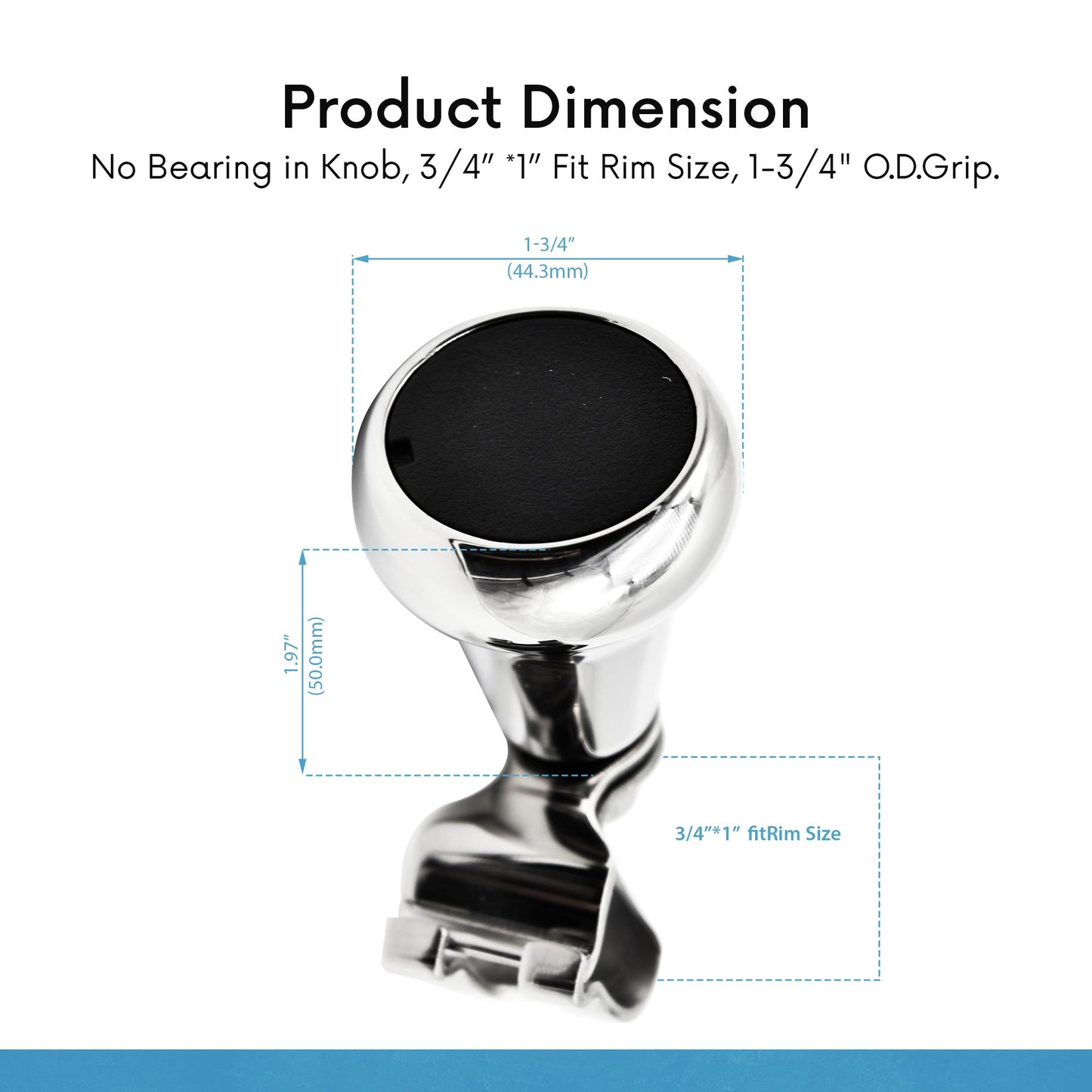 Marine City 316 Stainless Steel Mirror Polished Sport Boat Sturdy Steering Wheel Spinning Knob with Cap for Boat RV Yachts