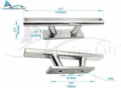 MARINE CITY Taco de amarre elegante de acero inoxidable de grado 316, resistente, 12 pulgadas, con base plana para infantes de marina, barcos, caravanas, automóviles, remolques (paquete de 1)