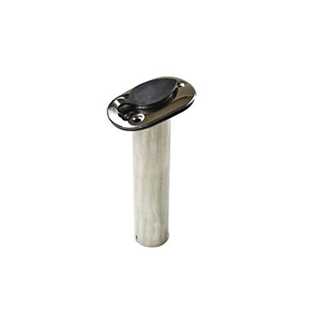 Marine City Marine Stainless-Steel Flush Mount Rod Holder with Rubber Cap, Liner and Gasket -15 Degree (1 Pcs)