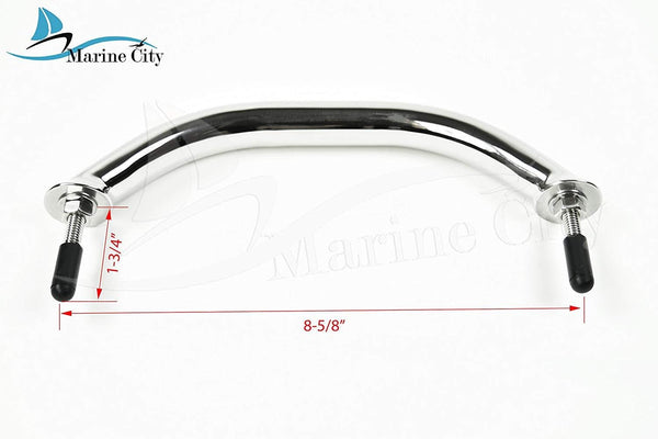 Marine City Stainless-Steel Oval Grab Rail Handle with Flange and Stud (8-5/8inch)