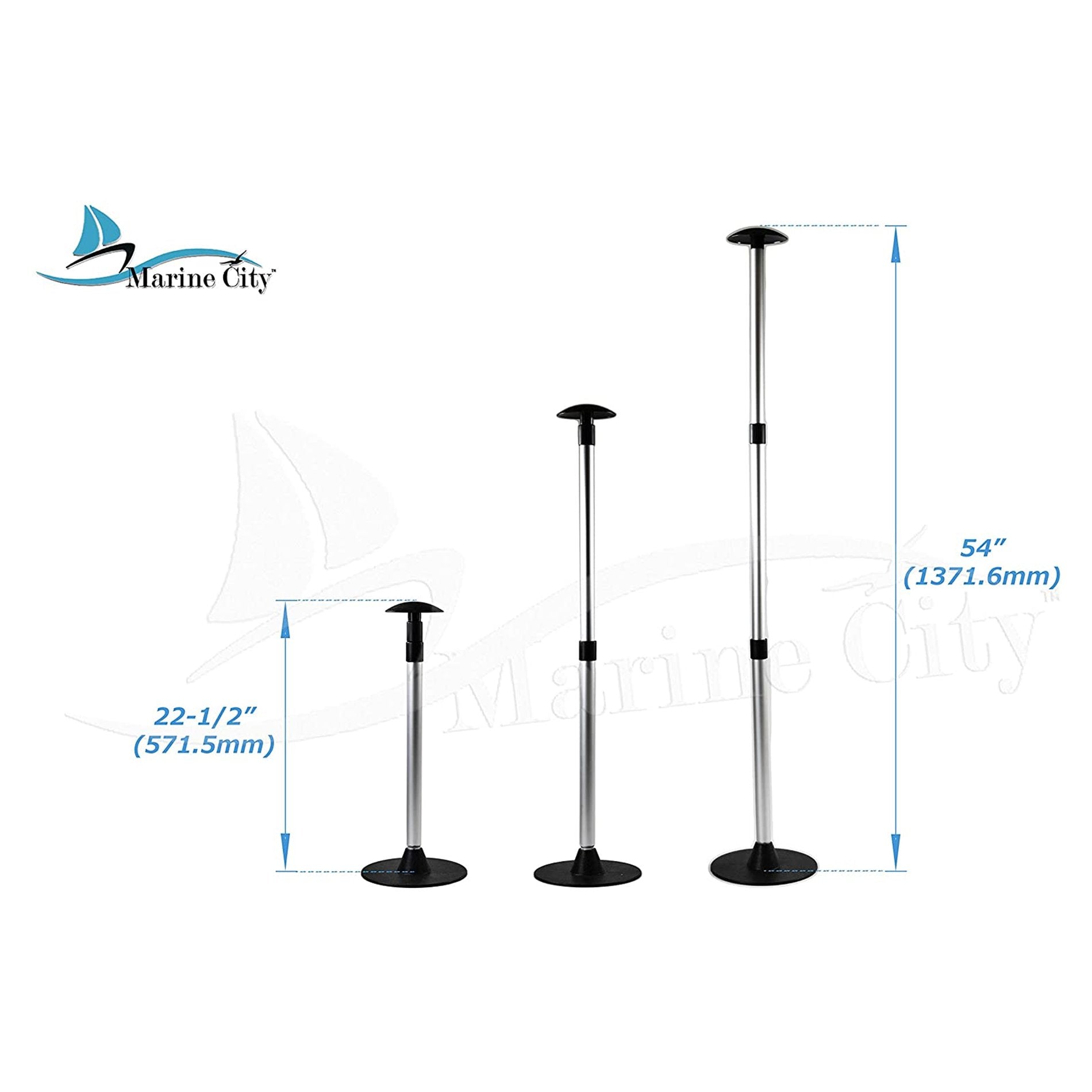 Marine City Aluminum Telescoping Spherical-Top Boat Cover 3 Section Support Stand Pole (1Pcs)