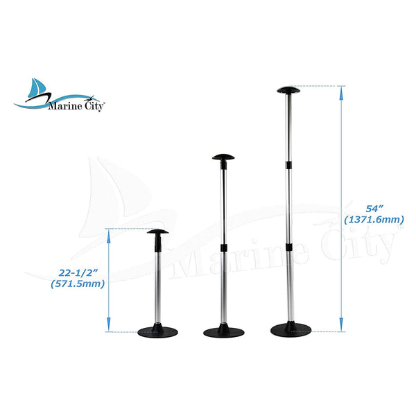 Marine City Aluminum Telescoping Spherical-Top Boat Cover 3 Section Support Stand Pole (1Pcs)