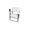 Marine City Aluminum Portable Folding Cushioned Boat Deck Beach Chair with Drink Cup Holder