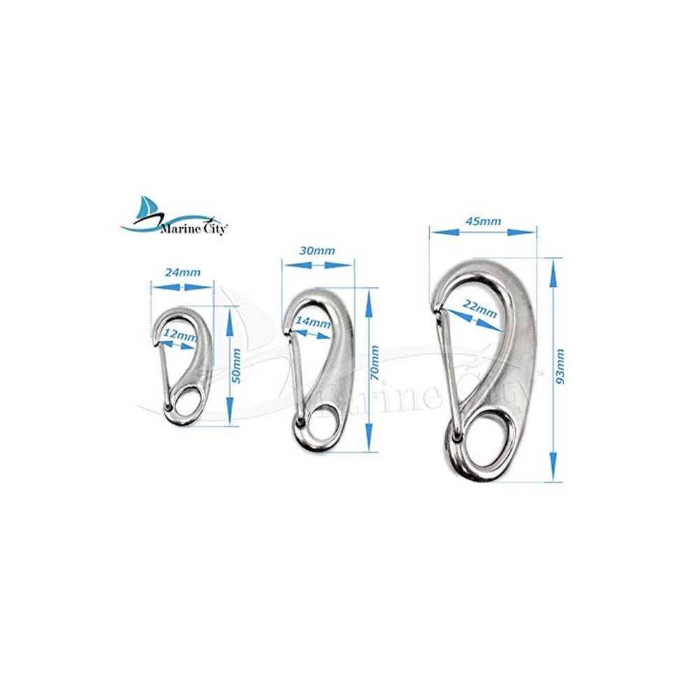 Marine City 316 Stainless-Steel Egg-Shaped Spring Snap Hook 3-1/2 Inches