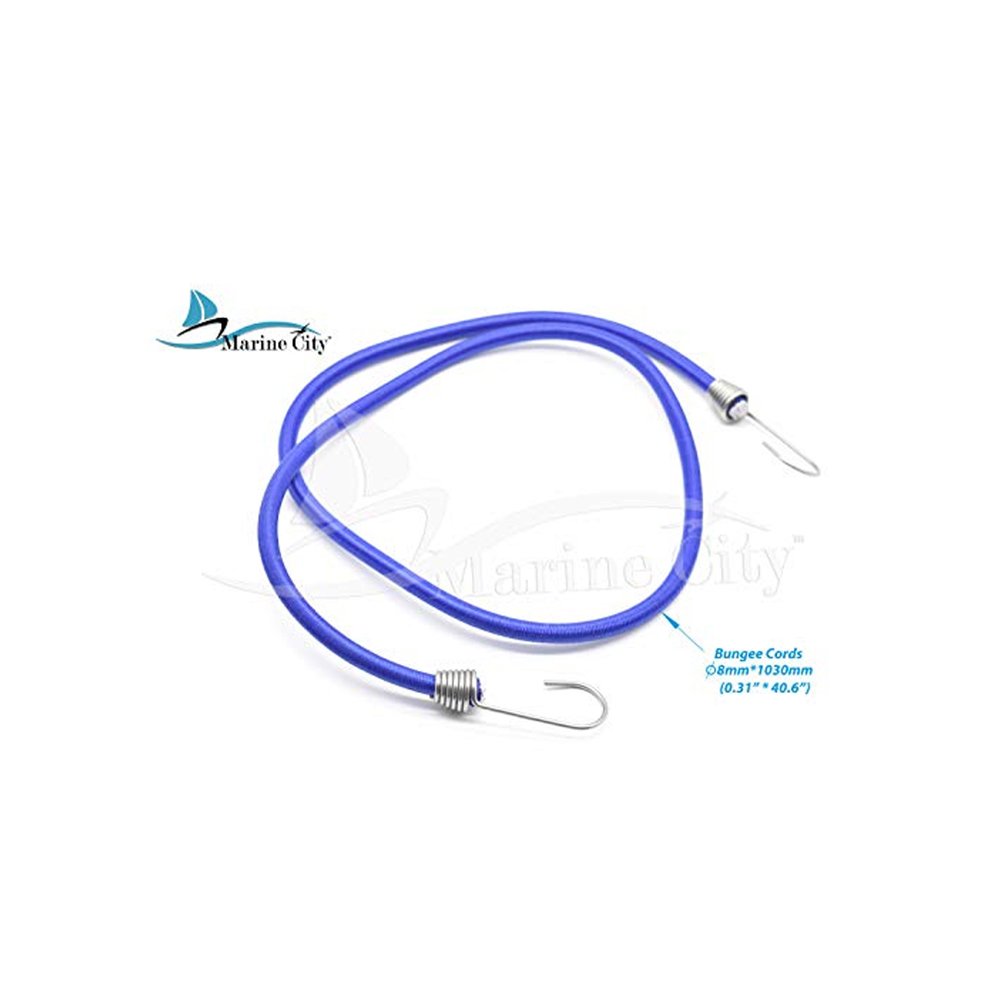 Marine City Blue 40 inch Bungee Cord with Stainless-Steel Hook-3/8" Stock for Boat