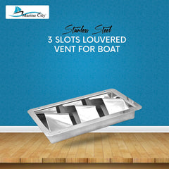 Marine City Stainless Steel 3 Slots 8-1/4 inches × 4-3/8 inches × 4-3/8 inches Louvered Vent for Boat
