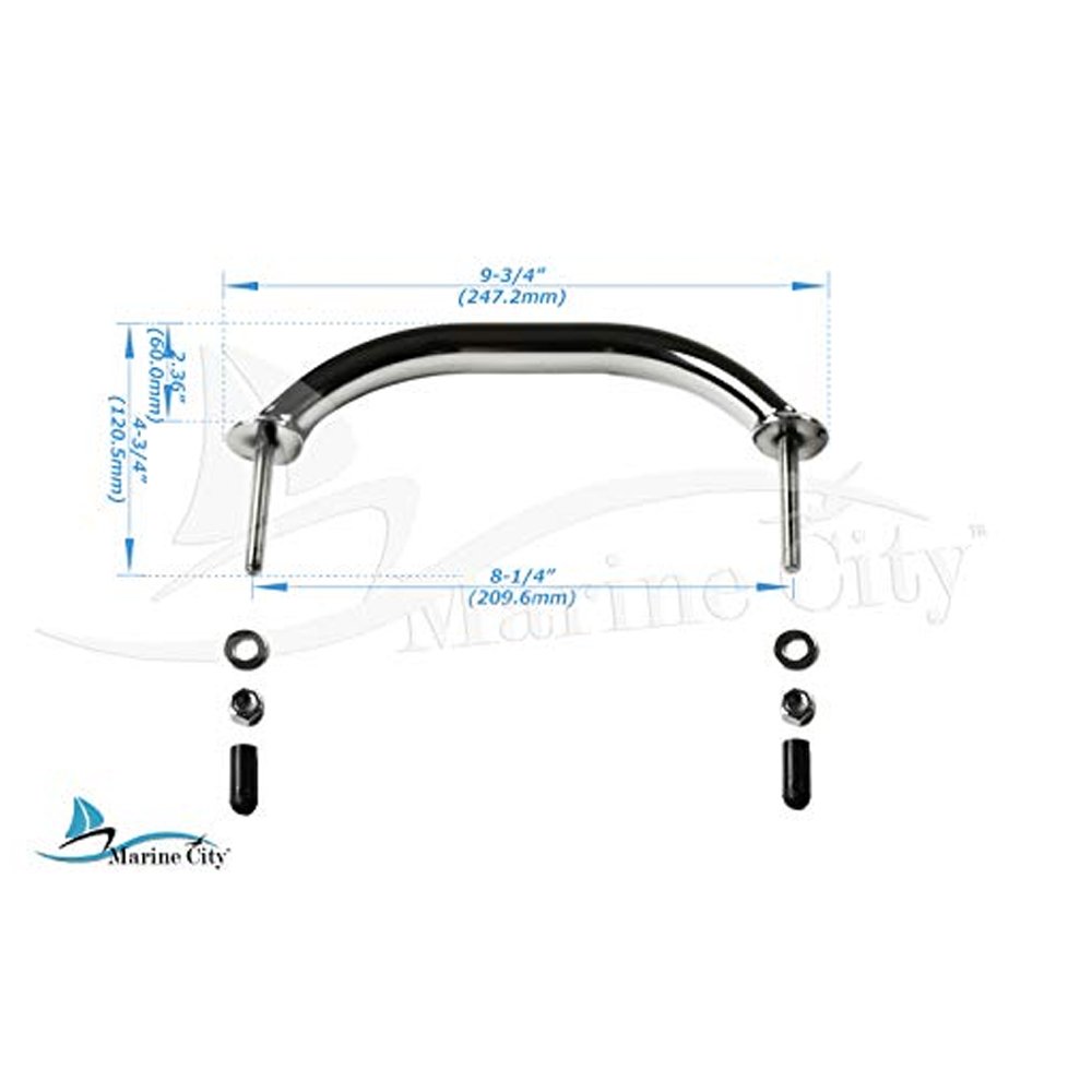 Marine City Stainless-Steel Oval Marine 8-1/4 Inches Stud Mount Handrail