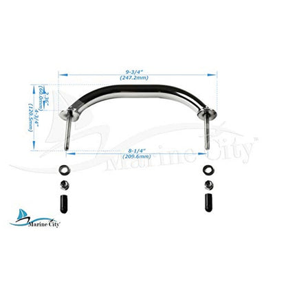Marine City Stainless-Steel Oval Marine 8-1/4 Inches Stud Mount Handrail