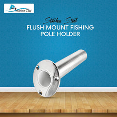 Marine City Heavy Duty 316 Stainless-Steel Deluxe Flush Mount Fishing Rod/Pole Holder with Drain,15 Degree