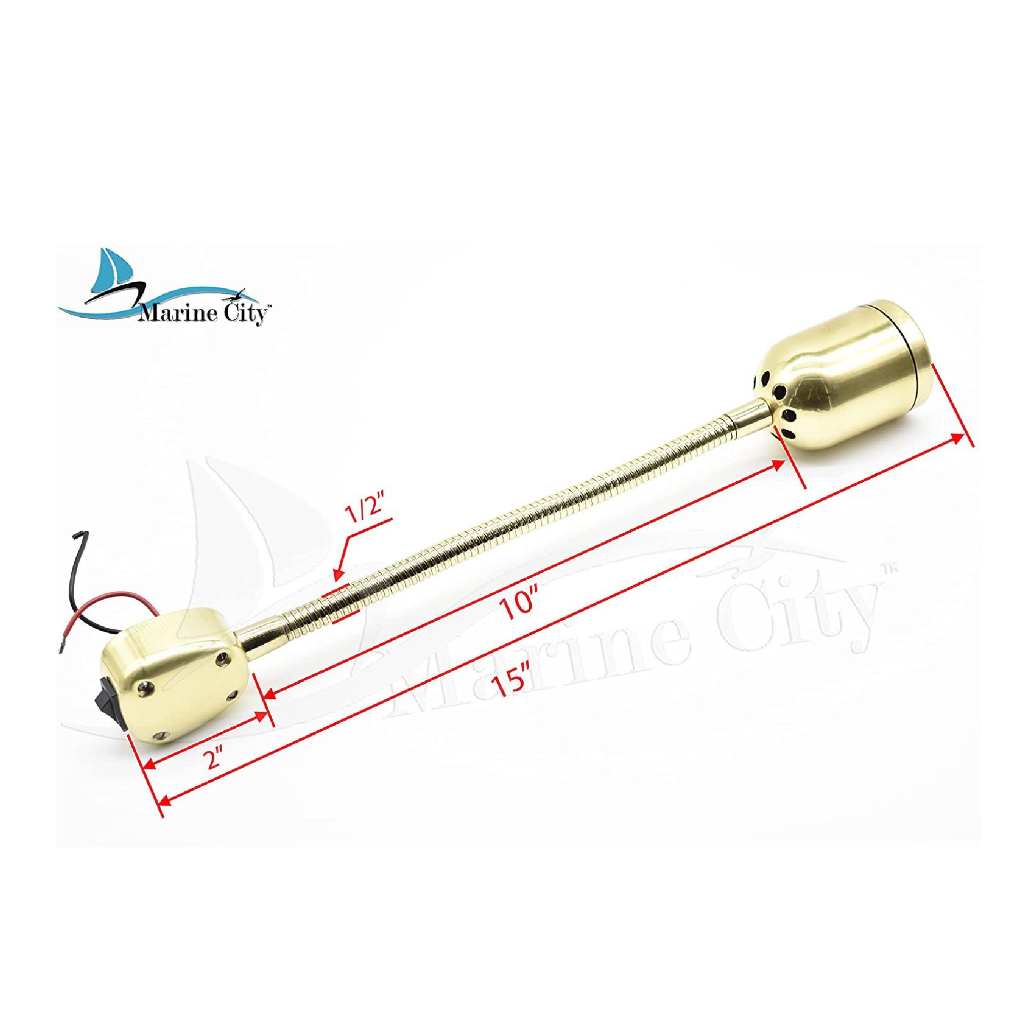 Marine City Brass Flexible Gooseneck LED Cabin Reading Light for Boat