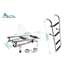 Marine City Stainless Steel Marine Grade Boat Yacht 2+2 Steps Foldable Boarding Ladder