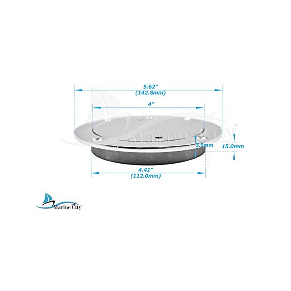 Marine City 4 inches Round 316 Stainless Steel Inspection Deck Plate for Boat