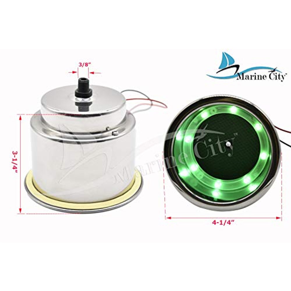 Marine City Stainless-Steel LED Green Drink Cup Holder with