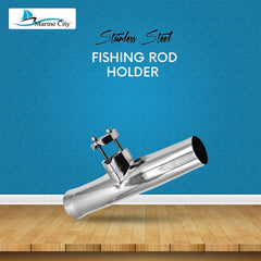 Marine City Boat Stainless-Steel Clamp-on Fishing Rod Holder for Rail 7/8 inches-1 inches Dia. (Small)