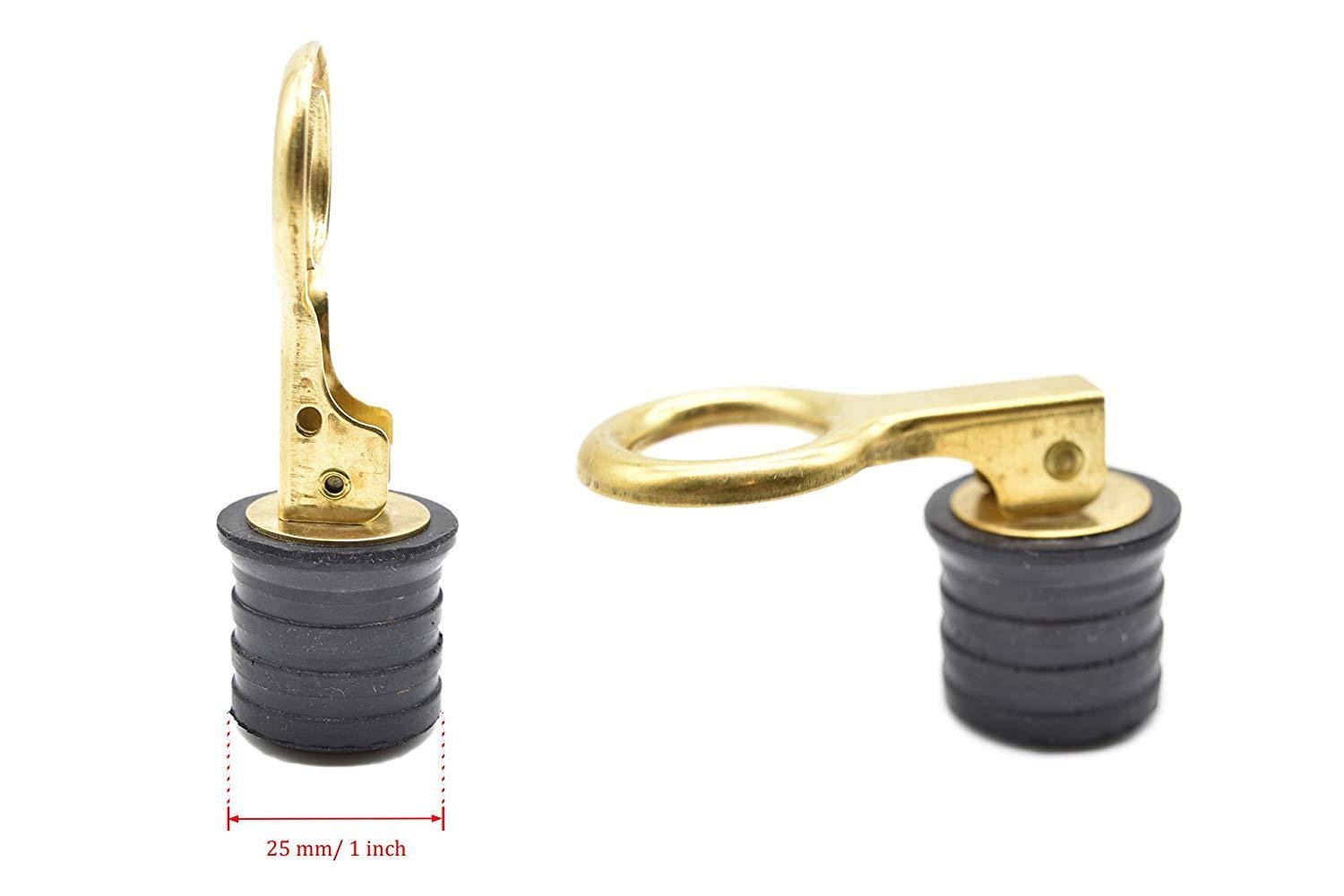Marine City Brass Snap Handle 1” or 1-1/4” Drain Plug for Boat (1-inch Drain Plug)