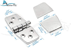 Marine City 316 Stainless-Steel Fixing Covered Strap Hinge with Cover Caps 2 PCS (Size:3.0” ×1.5”)