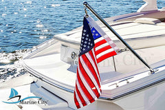 Marine City Bastón de bandera marina de acero inoxidable 316, soporte ajustable para barco y yate (coopera con tubo de 1