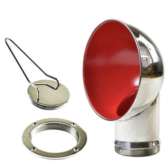 Marine City 4 Inches Marine Stainless Steel Round Red Cowl Vent & Round Inspection Deck Plate with Deck Plate Key