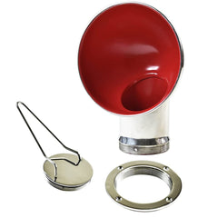Marine City 4 Inches Marine Stainless Steel Round Red Cowl Vent & Round Inspection Deck Plate with Deck Plate Key