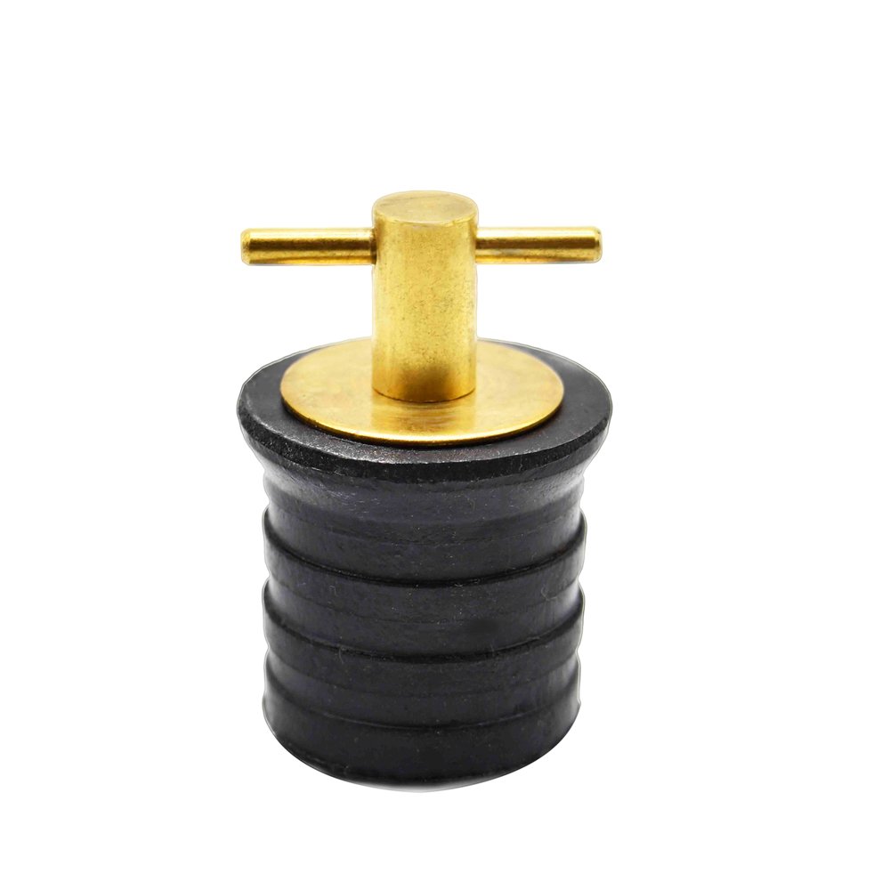 Marine City Brass T-Handle 1” or 1-1/4” Drain Plug for Boat (1-1/4” Drain Plug)