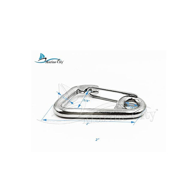 Marine City 316 Marine Grade Stainless Steel Carabiner Spring Snap Hook Boat (B:3 Inches)