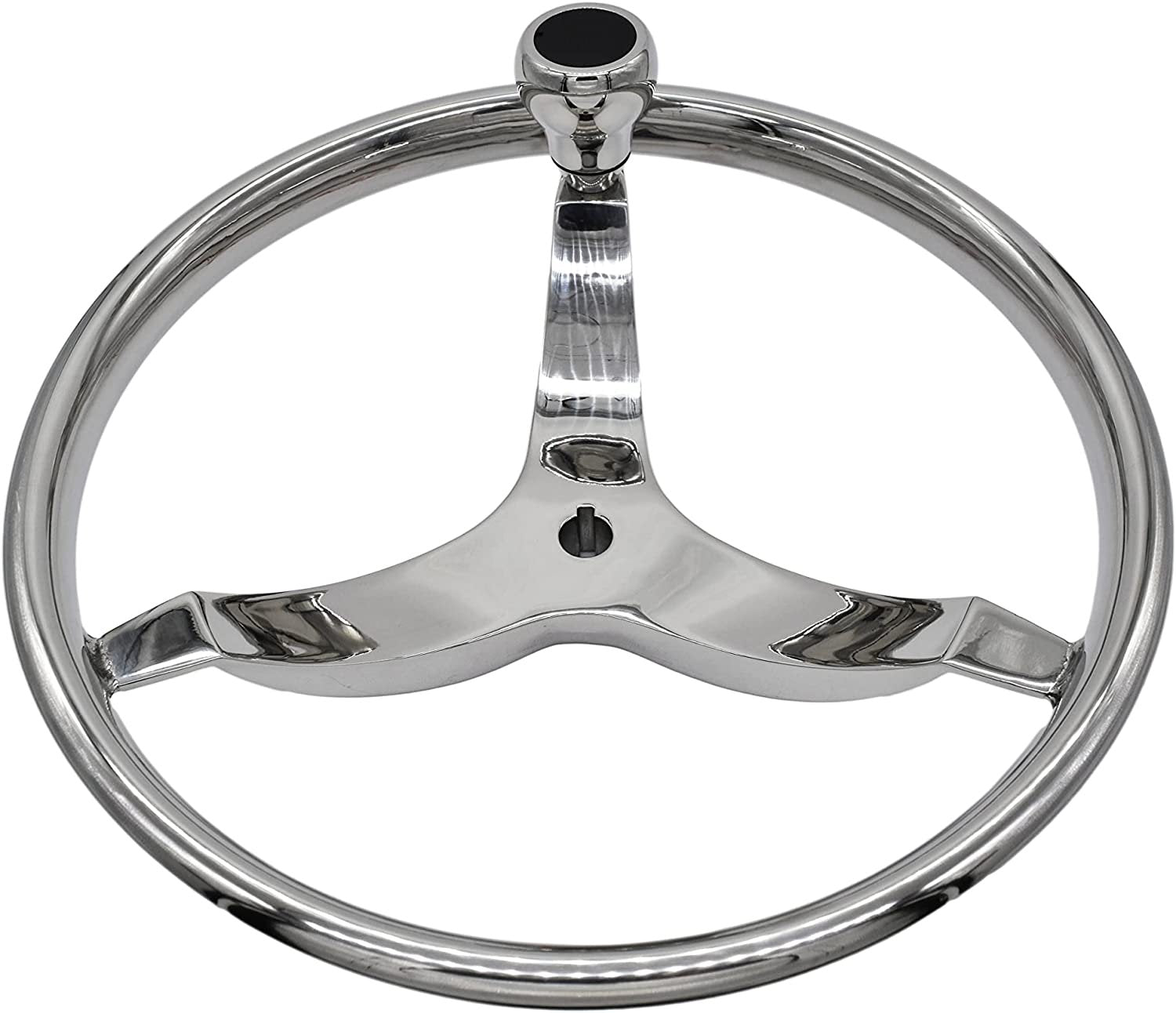 MARINE CITY 304 Grade Stainless Steel 3-Spoke 13-1/2" Diameter 3/4" Shaft Sport Steering Wheel with Bearing Control Knob for Marines – Boats – Yachts – Marine Accessory Hardware (Pack of 1)