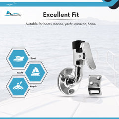 Marine City 316 Stainless Steel 90 Degree Door Stopper and Catch Set L: 3 Inches, Base: 2 Inches