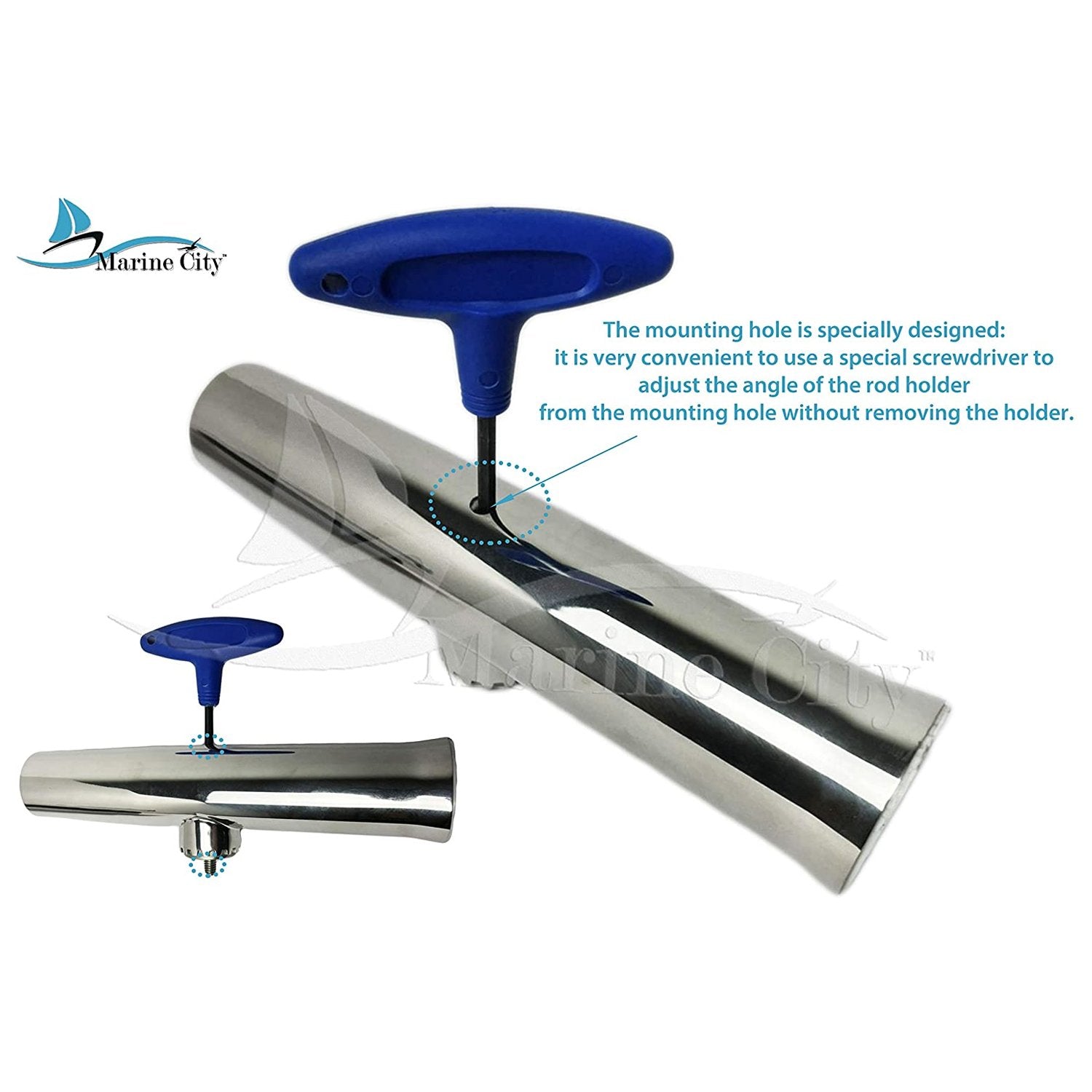 Clampon Adjustable Fishing Rod Holder for 1" and 11/4" Rails Marine