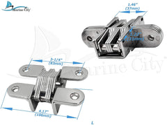 Marine City Boat Bisagras ocultas de acero inoxidable 304, fijación de 4 puntos (2 piezas) grande