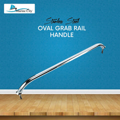 Marine City Stainless-Steel Oval Grab Rail Handle with Flange and Stud (18 inch)
