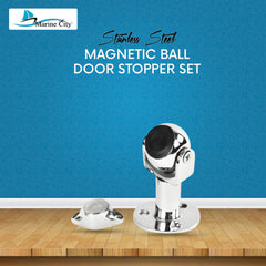 Marine City 316 Stainless-Steel Magnetic Ball Door/Window Stopper Holder Set(L)