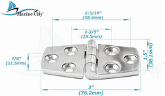 Marine City Heavy Duty 316 Stainless Steel 1-1/2 Inches ×3 Inches Door Strap Hinges (2 Per Pack)