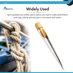 Marine City Wood Handle Stainless Steel Splicing FID Spike for Rope (Medium)