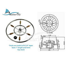 Marine City 304 Stainless Steel Sail-Boat 24 inch Steering Wheel