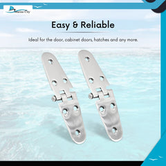 Marine City Stainless-Steel Round Side 5-5/8 inches ×1-1/2 inches Door Strap Hinge (2 Pcs)