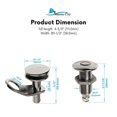 Marine City Grade 304 Stainless Steel Retractable Pop-Out Dismount table Fender Cleat for Marine Boat Yacht Ship Side Accessory