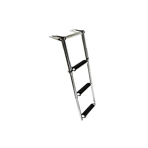 Marine City Stainless Steel 304 3-Step Telescopic Drop Ladder with Extra Wide Curve up Steps gangplank Fitted for Boat,Yachts