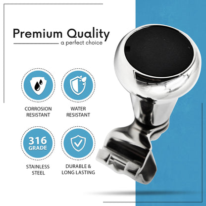 Marine City 316 Stainless Steel Mirror Polished Sport Boat Sturdy Steering Wheel Spinning Knob with Cap for Boat RV Yachts