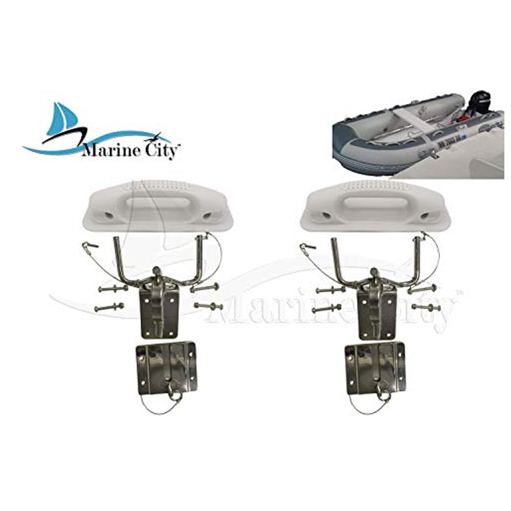 MARINE CITY Package Quick Release Snap Davits Set with White Handle pa